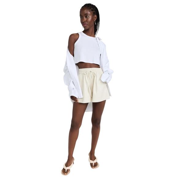 Good American Women's Better Than Leather Shorts Color Bone Size 2 - Picture 4 of 11